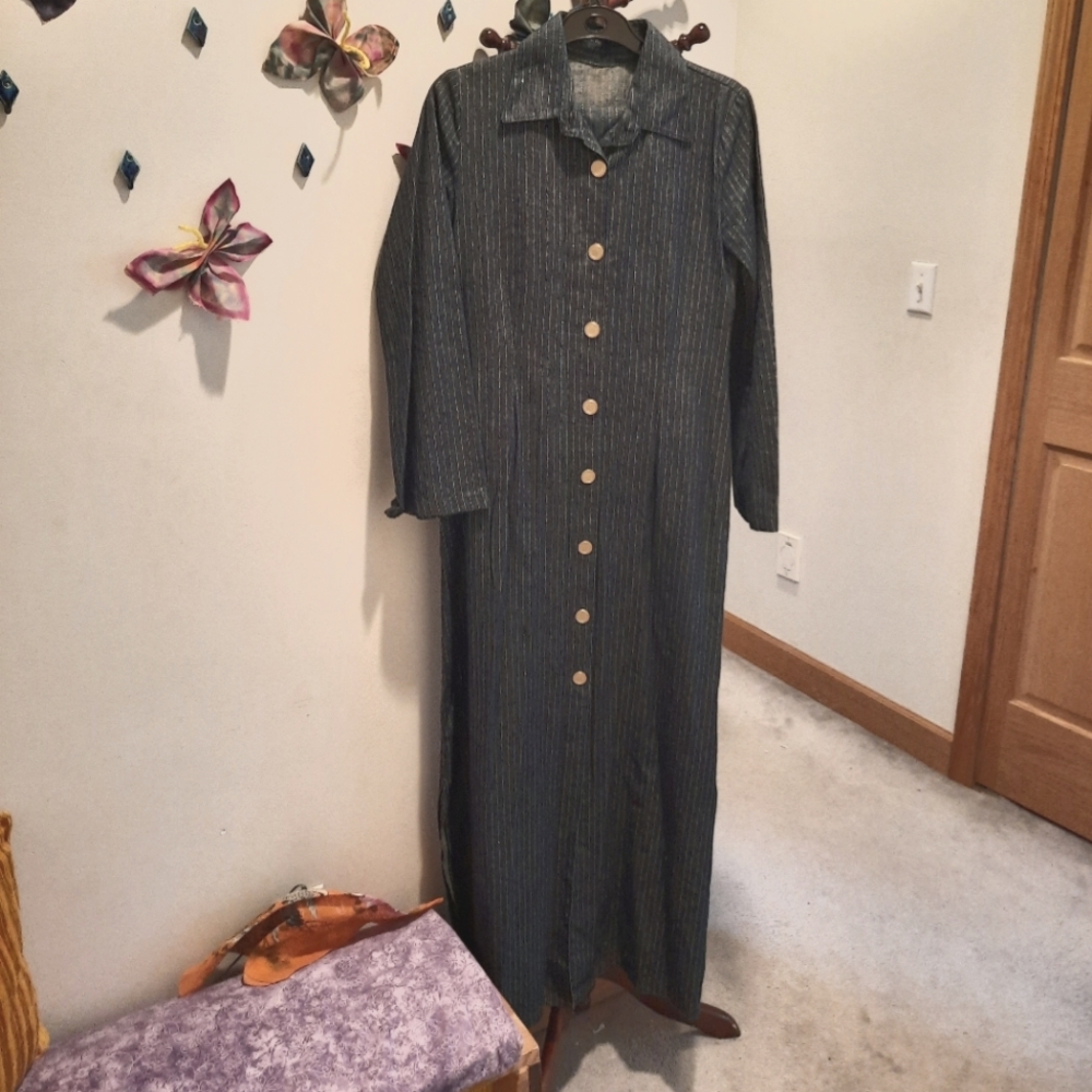 Denim jean blue a gold abaya jilbab custom made